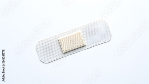 Medical adhesive bandage isolated on white background, top view. Generative AI