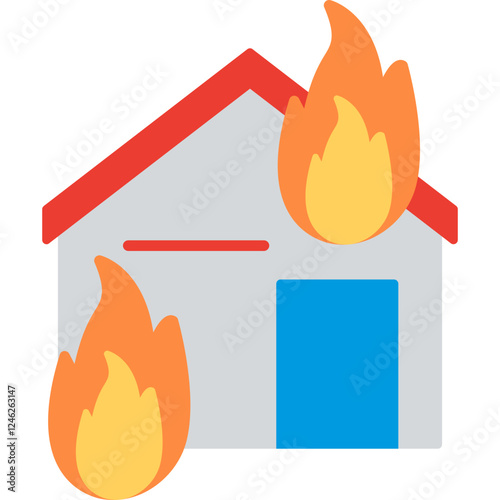 Unique Fire Consuming House Vector Icon