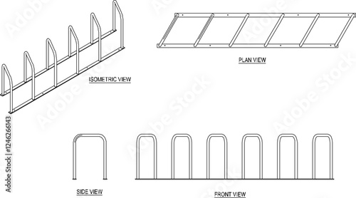 Vector illustration of a bicycle parking rack image to keep it neat in a public place, park, field, for safety from thieves
