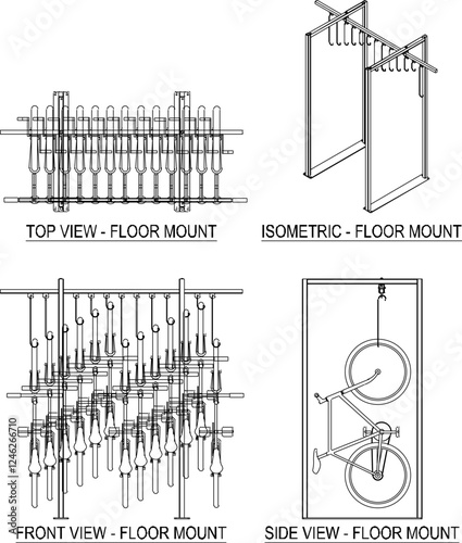 Vector illustration of a bicycle parking rack image to keep it neat in public places for safety from thieves 
