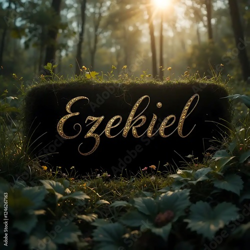 Ezekiel Name Sign in Magical Forest Setting