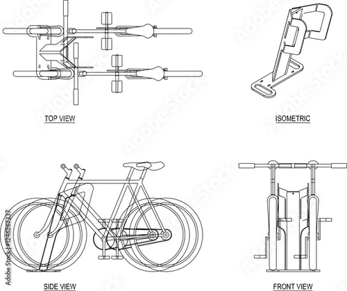 Vector illustration of a bicycle parking rack image to keep it neat in public places for safety from thieves