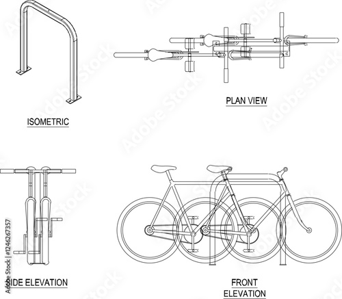 Vector illustration of a bicycle parking rack image to keep it neat in public places for safety from thieves 
