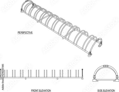Vector illustration of a bicycle parking rack image to keep it neat in public places for safety from thieves 