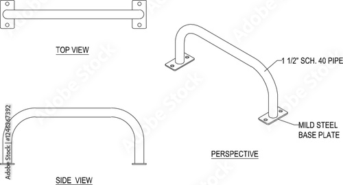 Vector illustration of a bicycle parking rack image to keep it neat in public places for safety from thieves