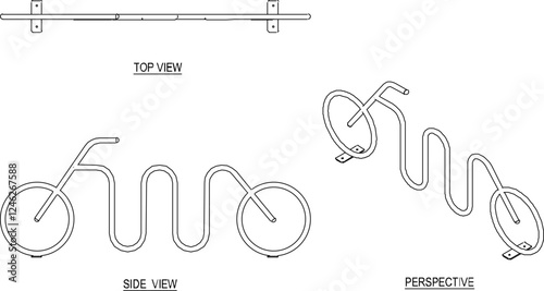 Vector illustration of a bicycle parking rack image to keep it neat in public places for safety from thieves