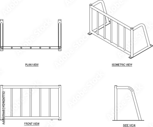 Vector illustration of a bicycle parking rack to be neat in a public place, park, field, for safety from thieves 