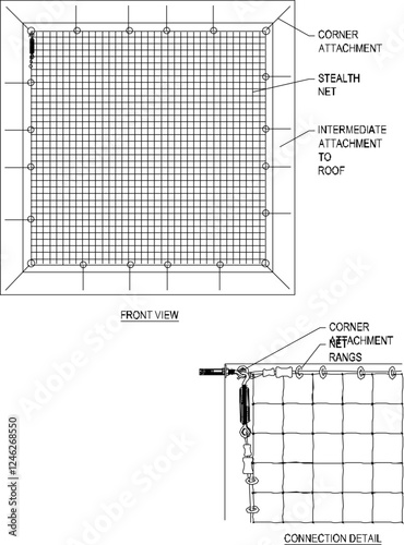 Vector illustration of a bird barrier as a safety measure to prevent birds from entering and to ward off animals