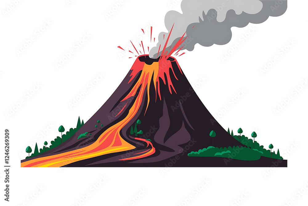 Fiery Volcanic Eruption with Flowing Lava and Smoke Fiery Volcanic Eruption with Flowing Lava and Smoke