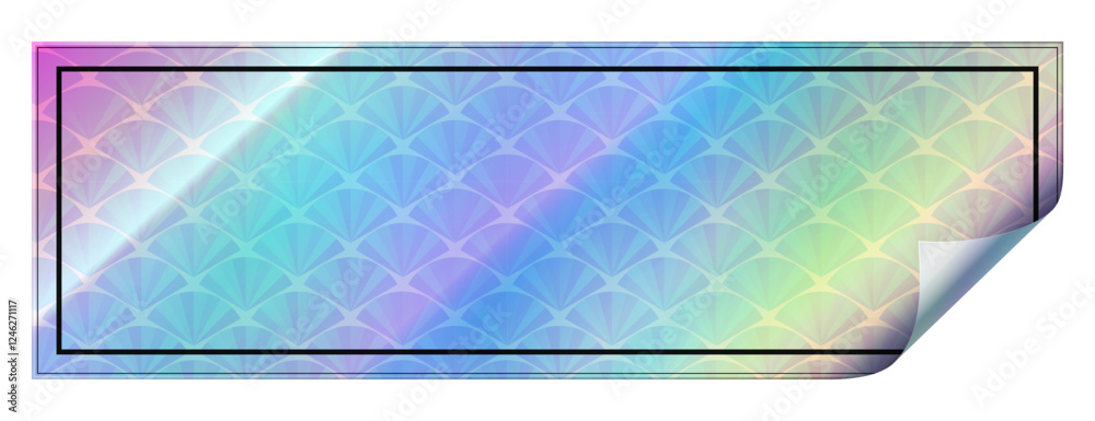 Fototapeta premium Landscape rectangle shape colorful hologram sticker peeling