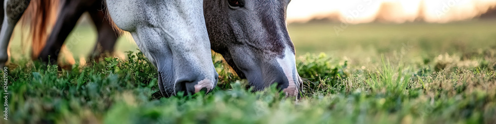 Two Horses Grazing in Pasture Two Horses Grazing in Pasture