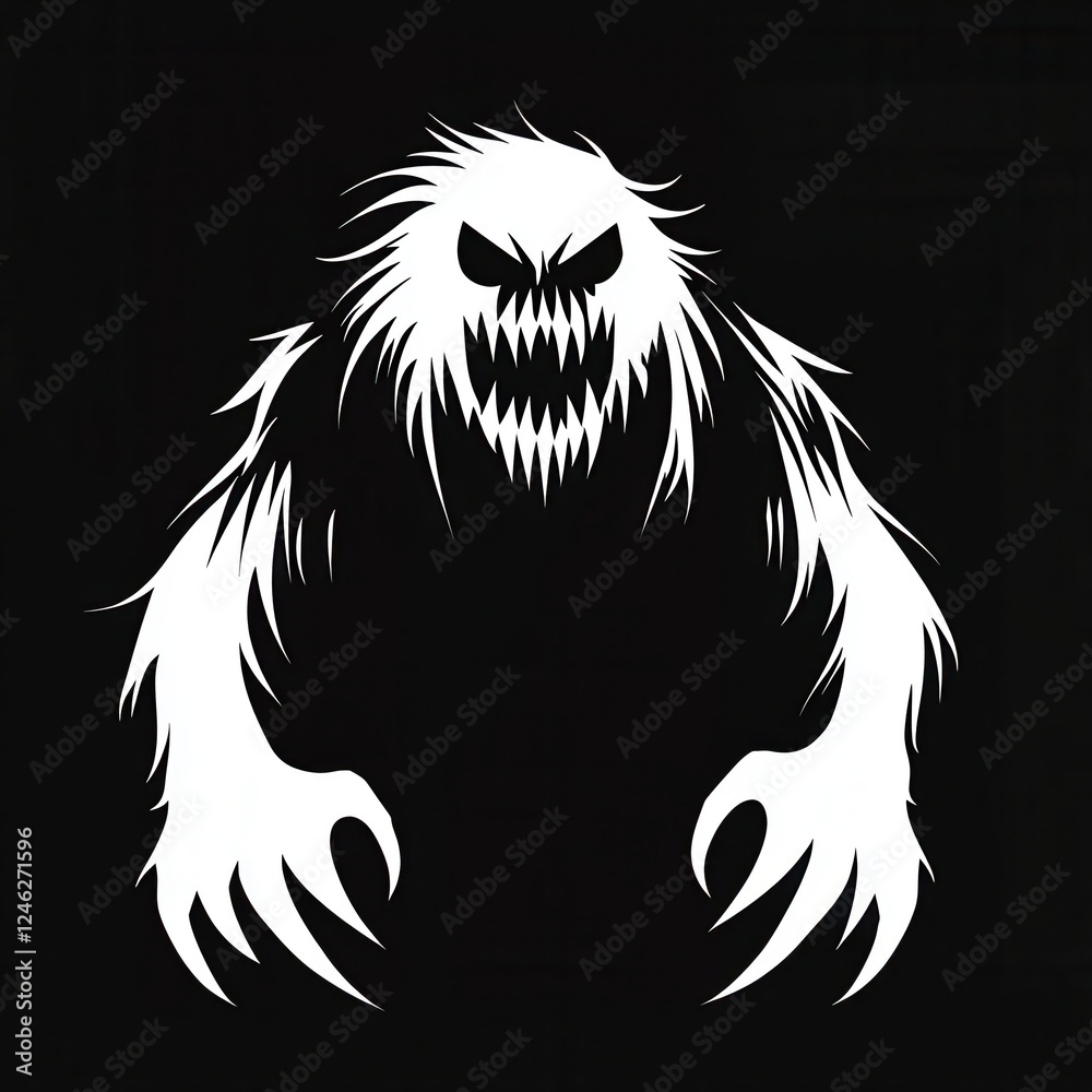 White Scary Monster Illustration White Scary Monster Illustration