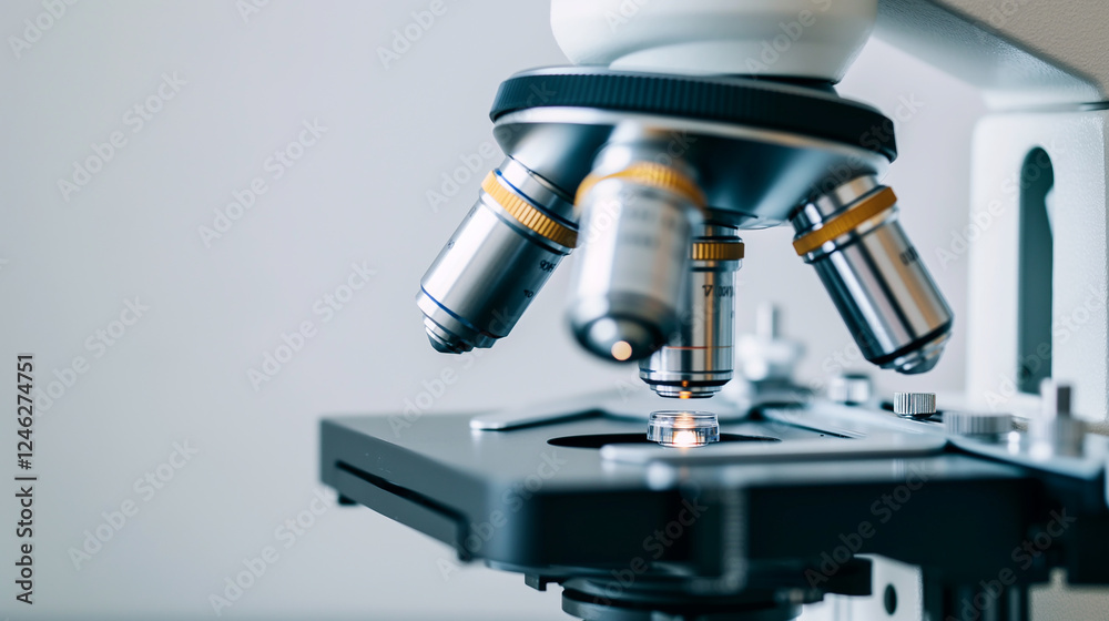 Close-up of a modern microscope, perfect for scientific research Close-up of a modern microscope, perfect for scientific research