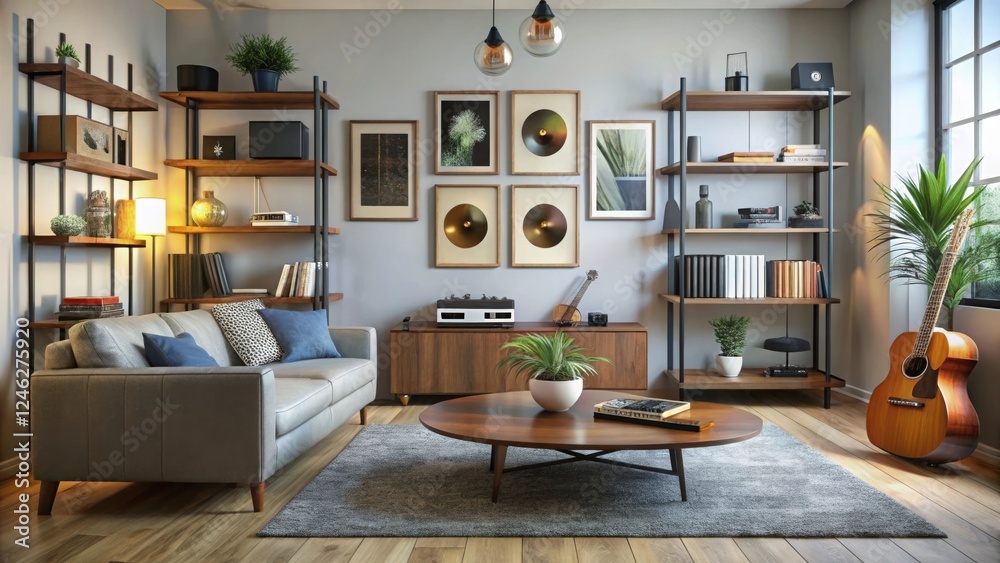 Fototapeta premium Creating a harmonious music lover’s living space a stylish home environment for music enthusiasts