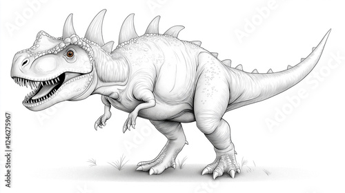 Fototapeta Naklejka Na Ścianę i Meble -  Black and white dinosaur with spiked armor ready for kids to color