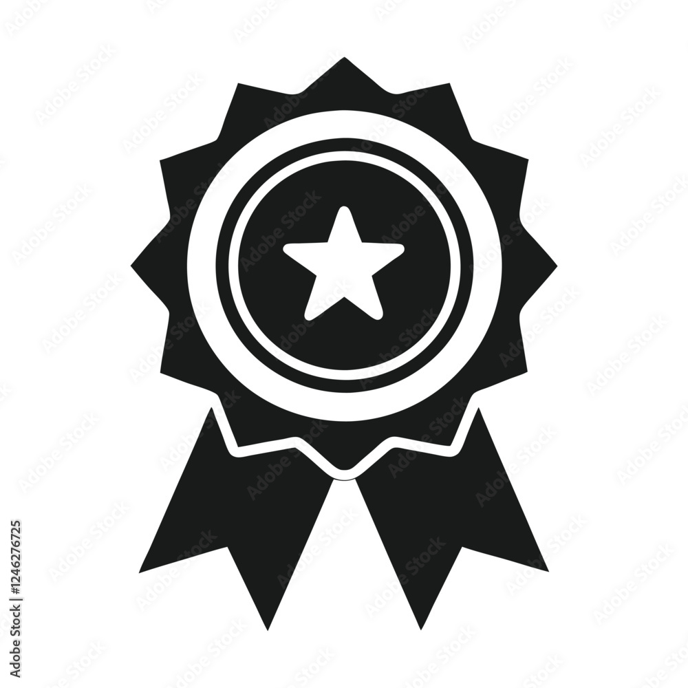 Award ribbon with star icon vector Award ribbon with star icon vector