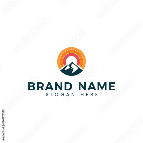 Simple Modern Mountain Logo Design Vector