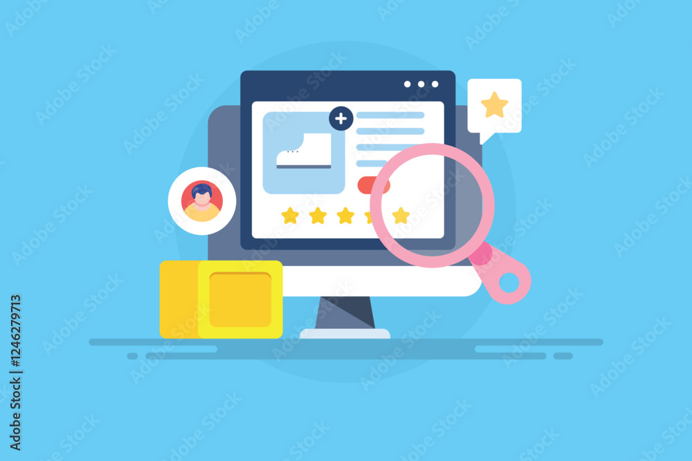 Customer rating after purchase from ecommerce store, online shopping experience, internet business concept. Vector illustration. Customer rating after purchase from ecommerce store, online shopping experience, internet business concept. Vector illustration.