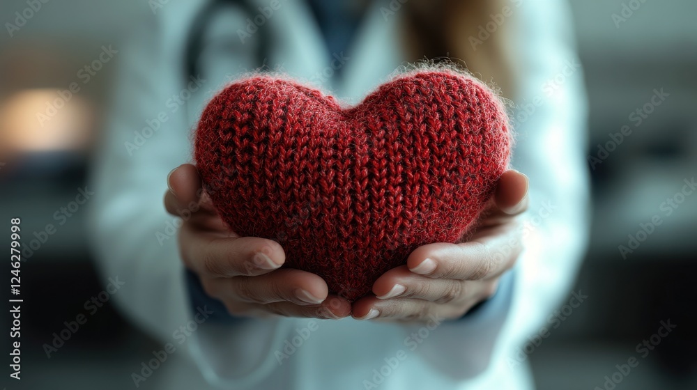 organ donation female doctor holding a knitted red heart with a stethoscope on white background organ donation female doctor holding a knitted red heart with a stethoscope on white background