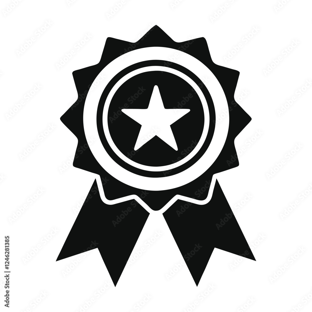 Award ribbon with star icon vector Award ribbon with star icon vector