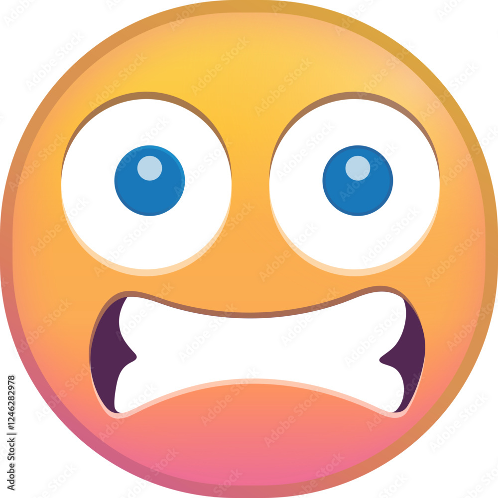Emoji with wide eyes and open mouth expressing shock or surprise. Emoji with wide eyes and open mouth expressing shock or surprise.