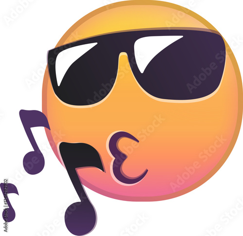 Cool emoji with sunglasses and music notes, expressing a fun vibe.