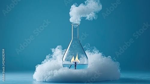 Flaming Erlenmeyer Flask In Dry Ice Smoke