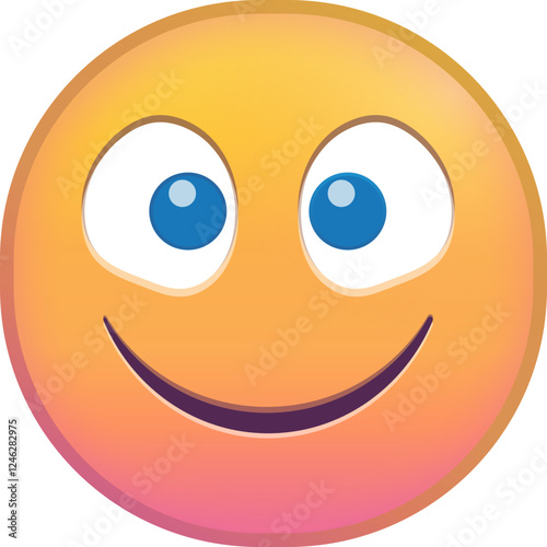A smiling emoji with blue eyes and a cheerful expression.