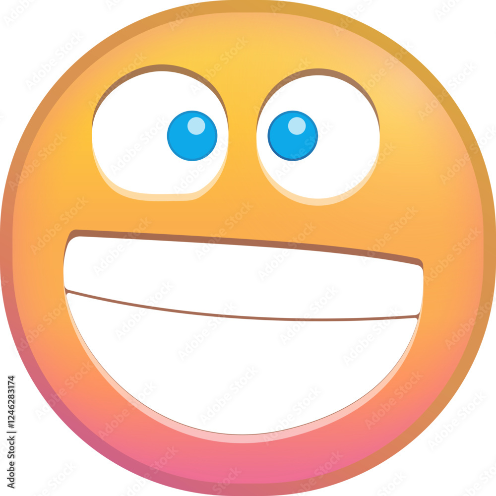 Bright yellow smiling emoji with wide eyes and big grin. Bright yellow smiling emoji with wide eyes and big grin.