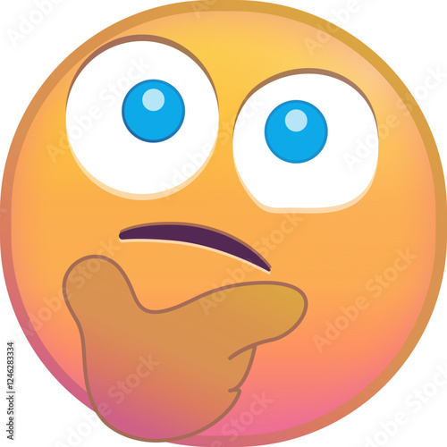 Thinking emoji with hand on chin and puzzled expression.