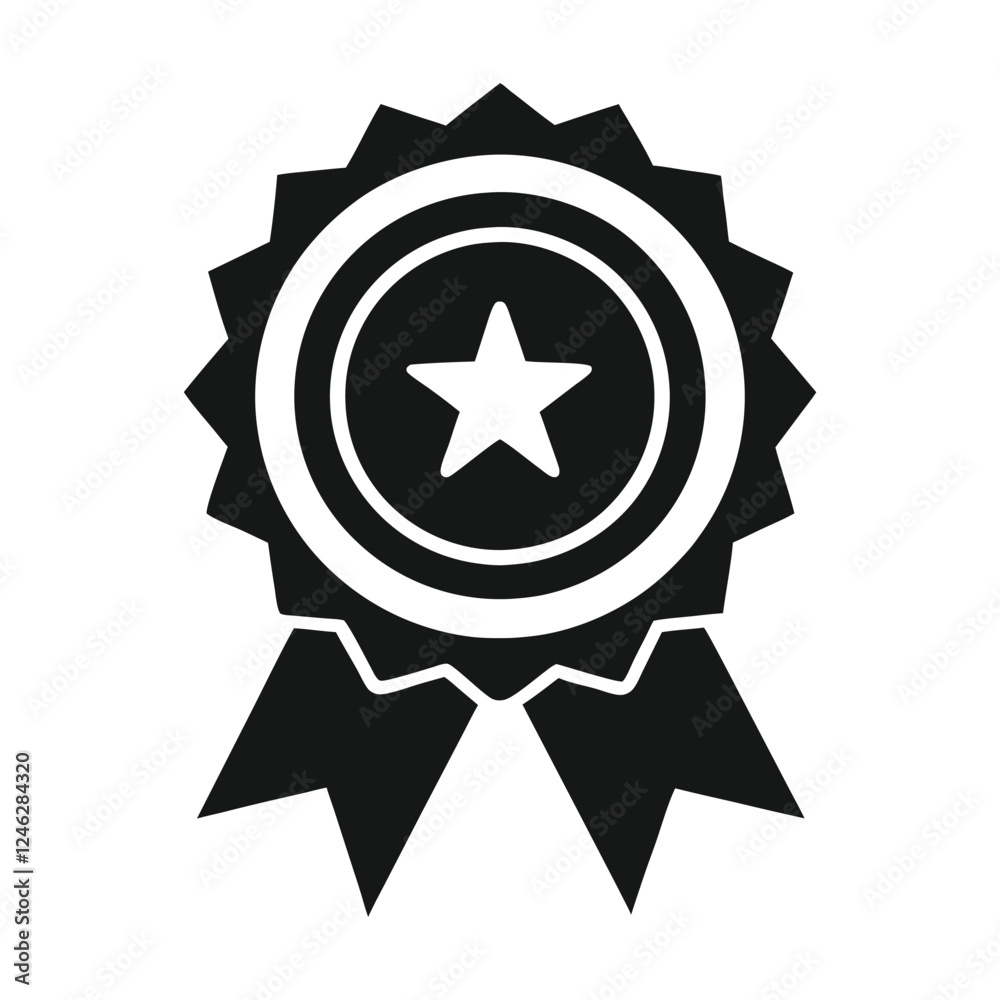 Award ribbon with star icon vector Award ribbon with star icon vector
