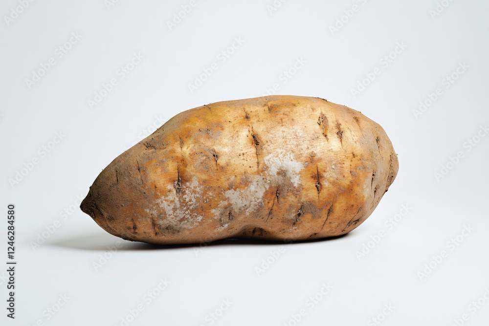 Organic sweet potato on white background studio shot showcasing natural texture and color Organic sweet potato on white background studio shot showcasing natural texture and color