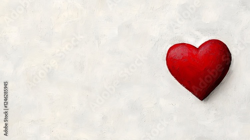 Red Heart on Light Gray Textured Background