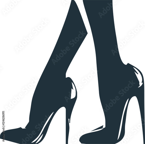 Women's high heels shoe icon isolated on white background. Vector illustration