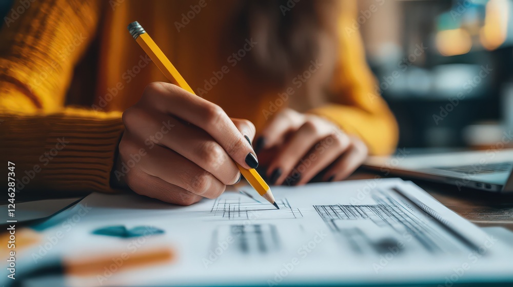 A close-up of hands sketching ideas for a skyscraper with a pencil and ruler, emphasizing creativity and skill. A close-up of hands sketching ideas for a skyscraper with a pencil and ruler, emphasizing creativity and skill.