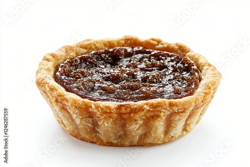 Delicious Butter Tart on White Background Close Up of Canadian Dessert Pastry Treat