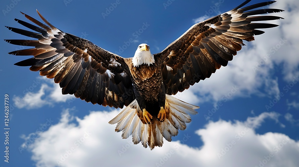 A majestic eagle soaring high in the sky, symbolizing freedom and strength in life. A majestic eagle soaring high in the sky, symbolizing freedom and strength in life.