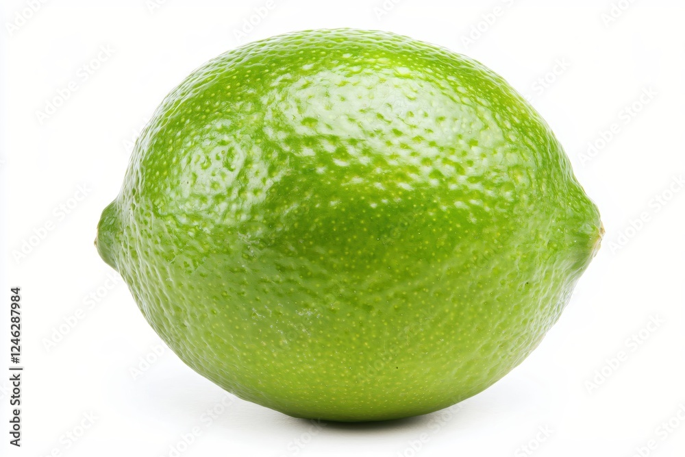 Vibrant green lime fruit on white background showcasing its fresh texture and natural color Vibrant green lime fruit on white background showcasing its fresh texture and natural color