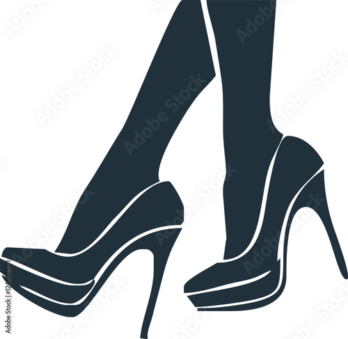 Women's high heels shoe icon isolated on white background. Vector illustration
