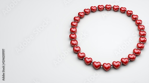 Red Hearts Circle Minimalist Design Light Gray Background