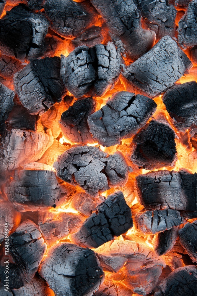 Ember glow reveals the warmth of a campfire at night in a rustic outdoor gathering space Ember glow reveals the warmth of a campfire at night in a rustic outdoor gathering space