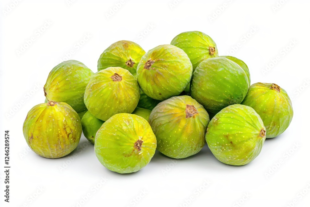 Heap of Fresh Green Figs on White Backdrop Capturing Natural Light and Vibrant Colors Heap of Fresh Green Figs on White Backdrop Capturing Natural Light and Vibrant Colors