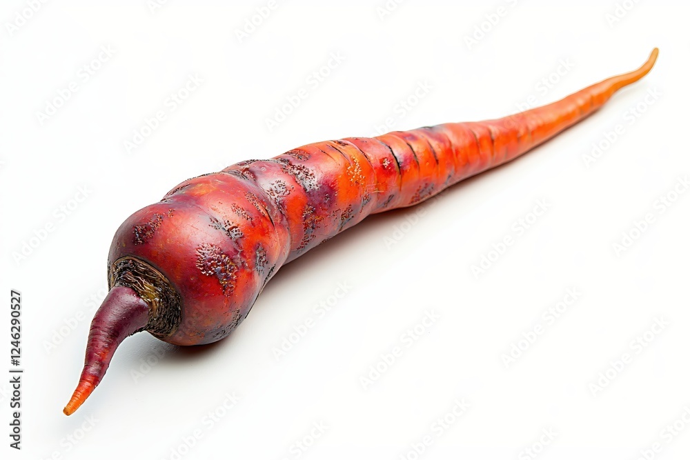 Vivid and Detailed Close Up of a Single Fresh Purple Carrot Against a Clean White Background Vivid and Detailed Close Up of a Single Fresh Purple Carrot Against a Clean White Background