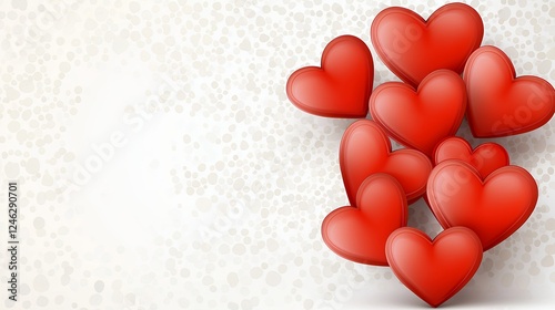 Red Hearts on Textured White Background