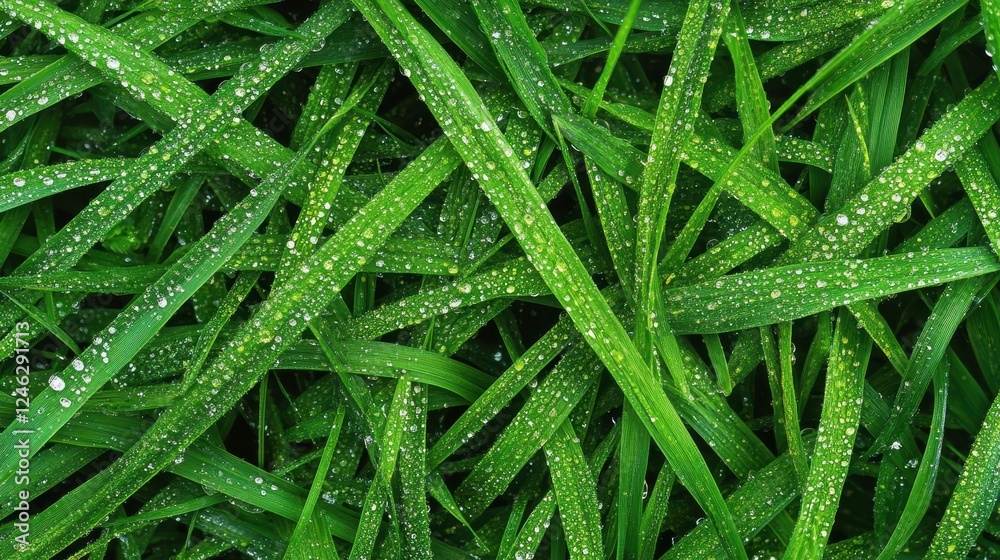 Vibrant green grass blades covered in dew. Perfect for nature, freshness, or spring themes. Vibrant green grass blades covered in dew. Perfect for nature, freshness, or spring themes.