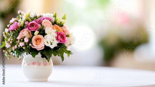 Beautiful bouquet of flowers in vase on table