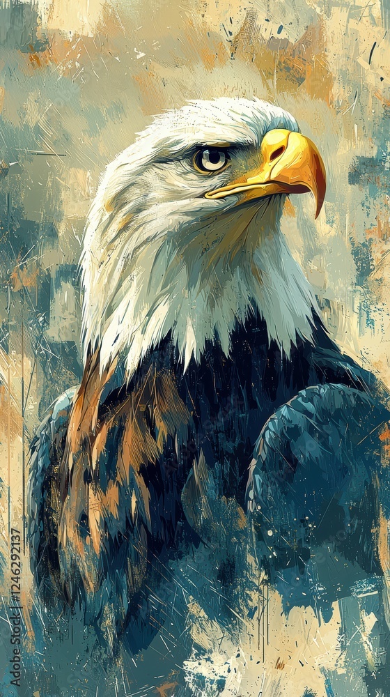 Fototapeta premium Expressive bald eagle illustration for presidents day celebration