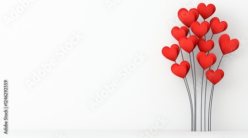 Red Pixel Heart Balloons on White Background