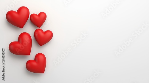 Red Pixel Hearts on White Background