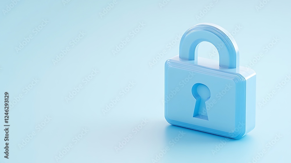 Blue Minimalist Lock Design on a Soft Background for Security and Protection Concepts Blue Minimalist Lock Design on a Soft Background for Security and Protection Concepts